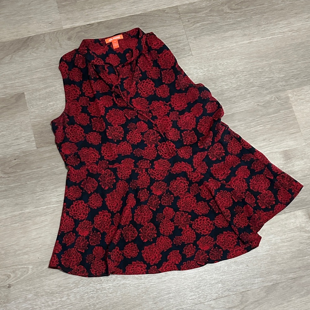Joe Fresh Red Floral Sleeveless Blouse